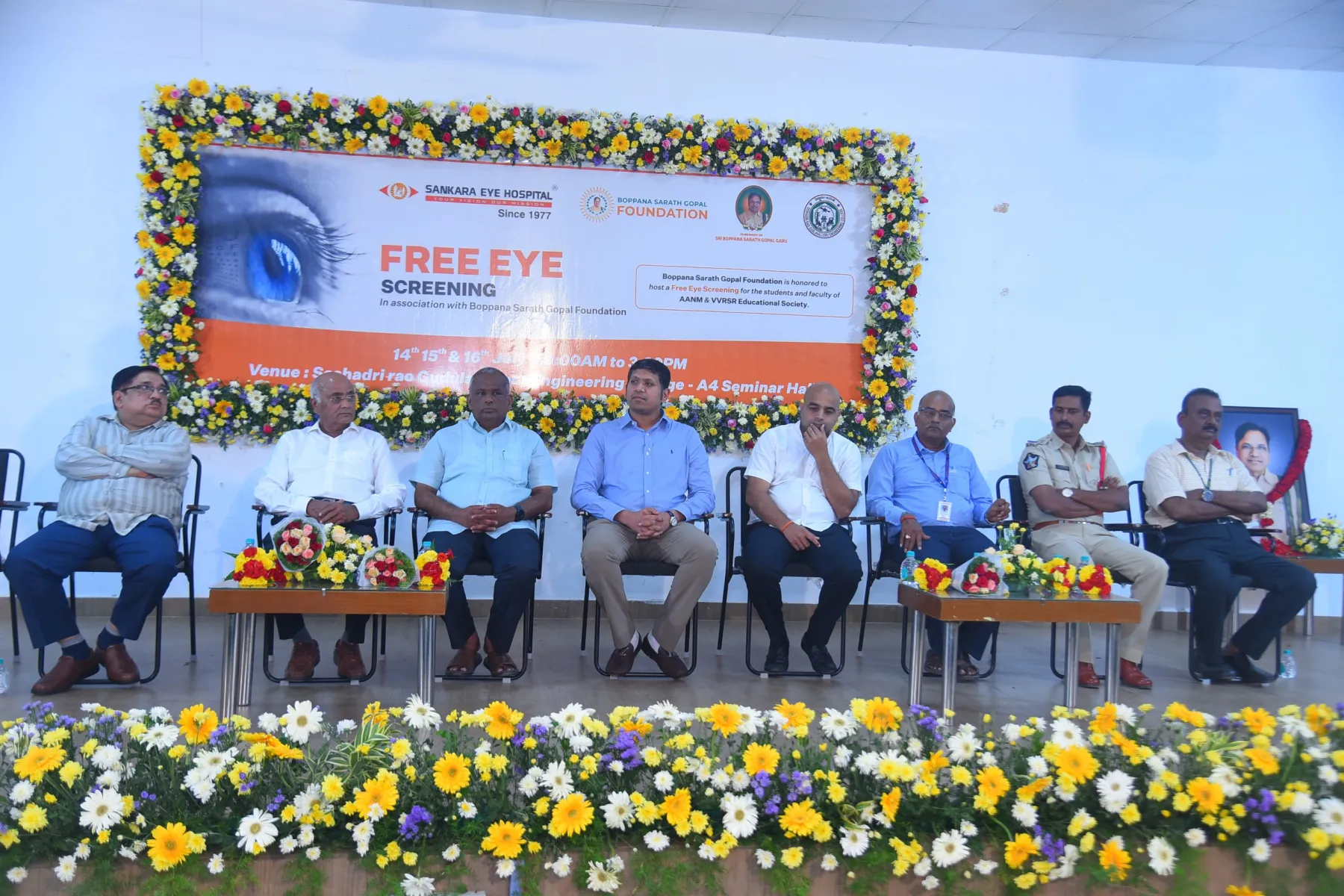 Free Eye Screening & Health Camp at Seshadri Rao Gudlavalleru Engineering College Organized by Boppana Sarath Gopal Foundation